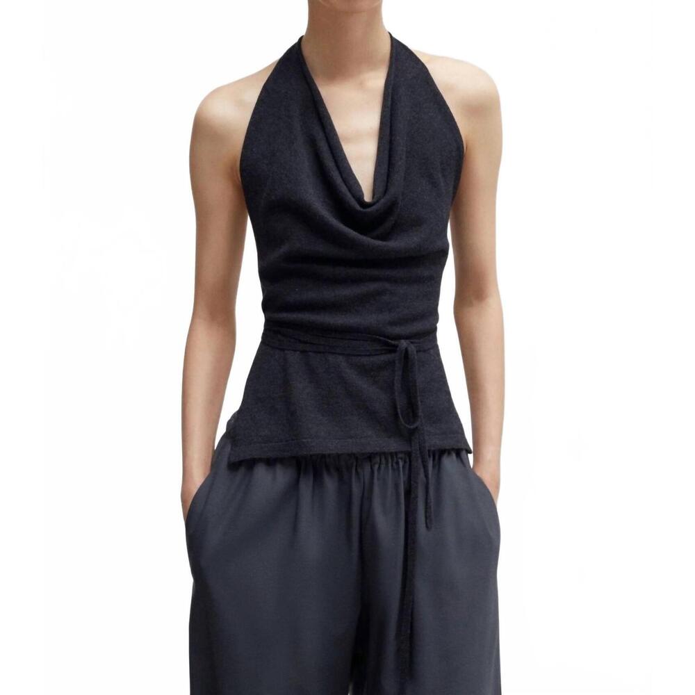 NEW CORDERA merino wool tie top in anthracite